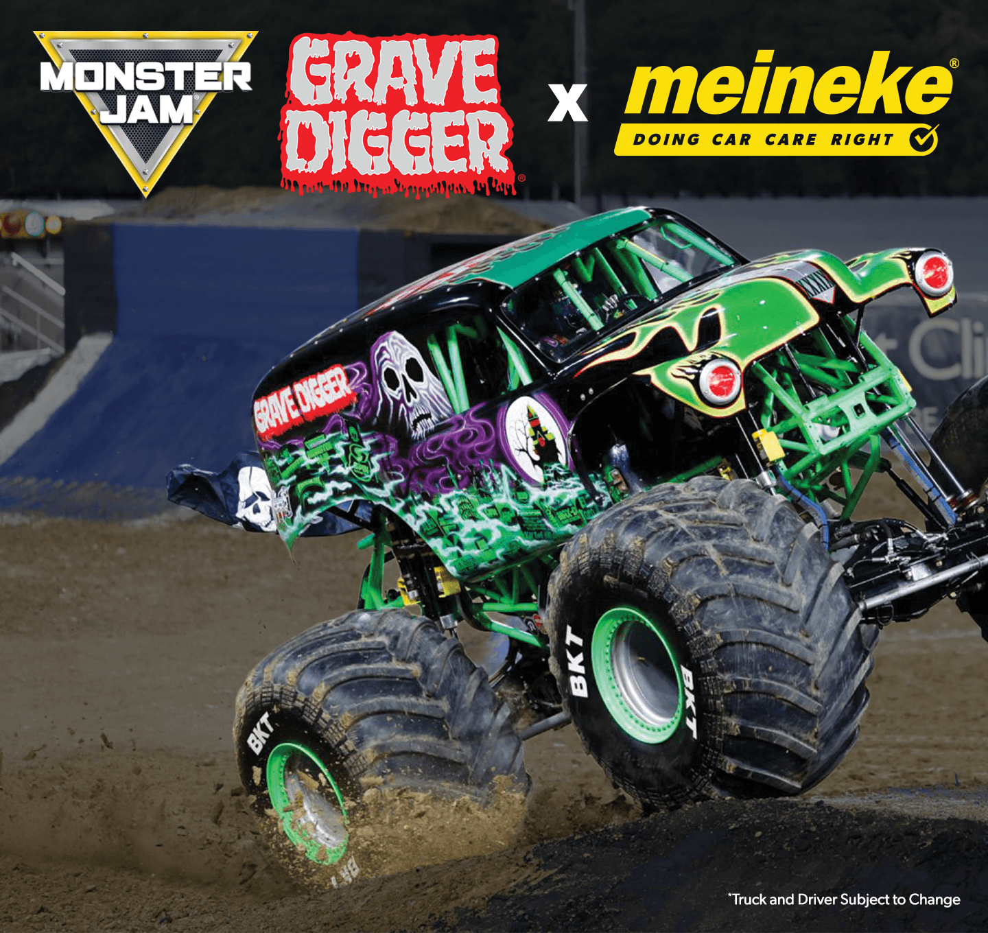 Calling all Monster Jam fans! On Thursday, July 16 from 3-7pm ET, Grave Digger* is taking over Meineke Car Care in Denver, NC. Join us for this family-friendly event for your chance to get up-close and personal with Grave Digger!