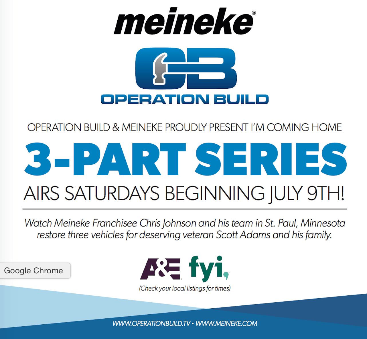 Meineke To Appear on A&E’s Operation Build July 9th